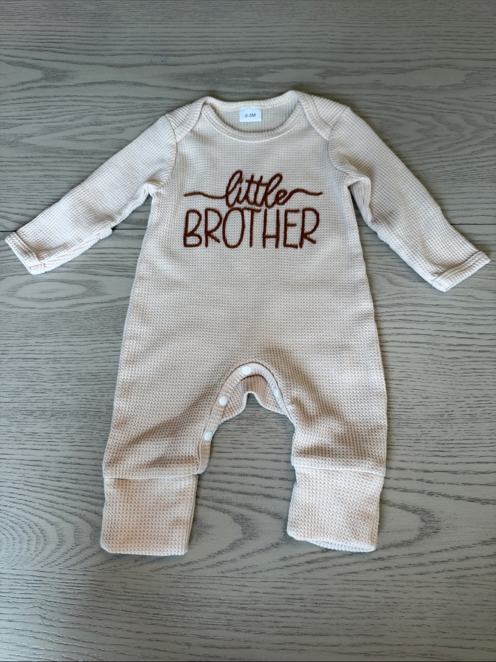 Cream Waffle Knit 'Little Brother' One-Piece Bodysuit